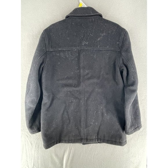 J.Crew Short Trench Over Coat Mens Medium Wool Blend Single Breast Black - Picture 10 of 12